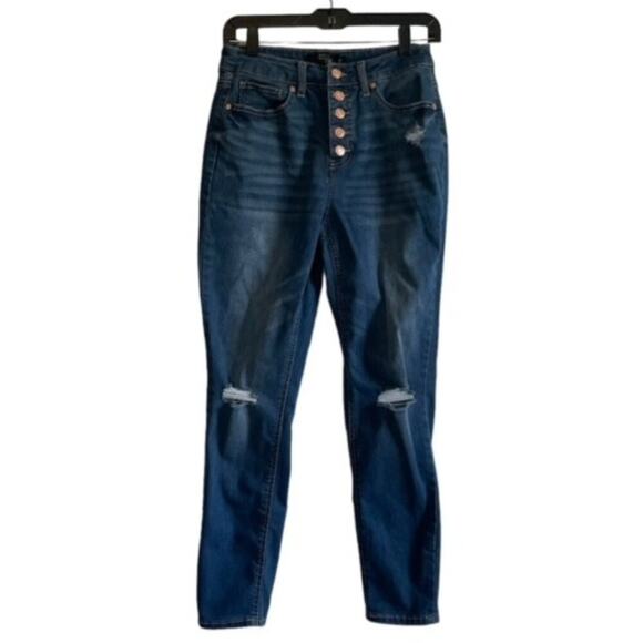 Stitch Star High Rise Medium Wash Button Skinny Jeans Size 6 - Picture 1 of 6